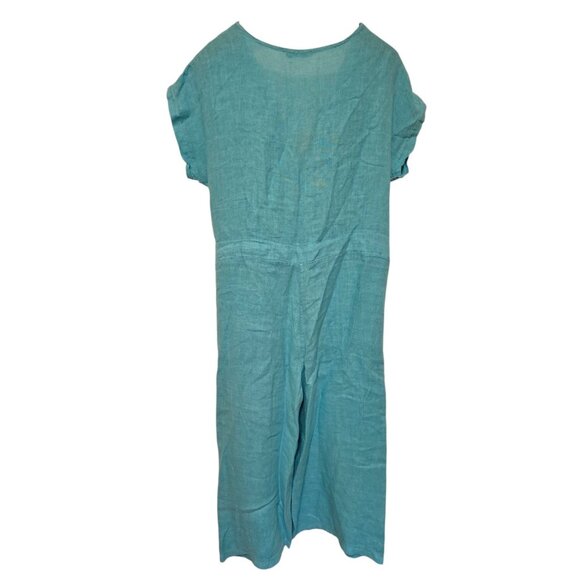 Meo Meli Linen Jumpsuit Womens One Size Blue Wide Leg Made In Italy - Picture 3 of 6